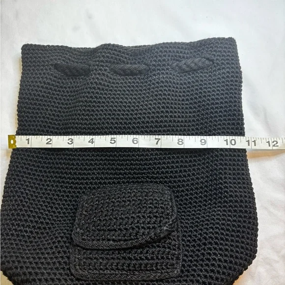 The Sak Black Woven CROCHET Lined Backpack Style Boho Purse Handbag - Picture 3 of 10